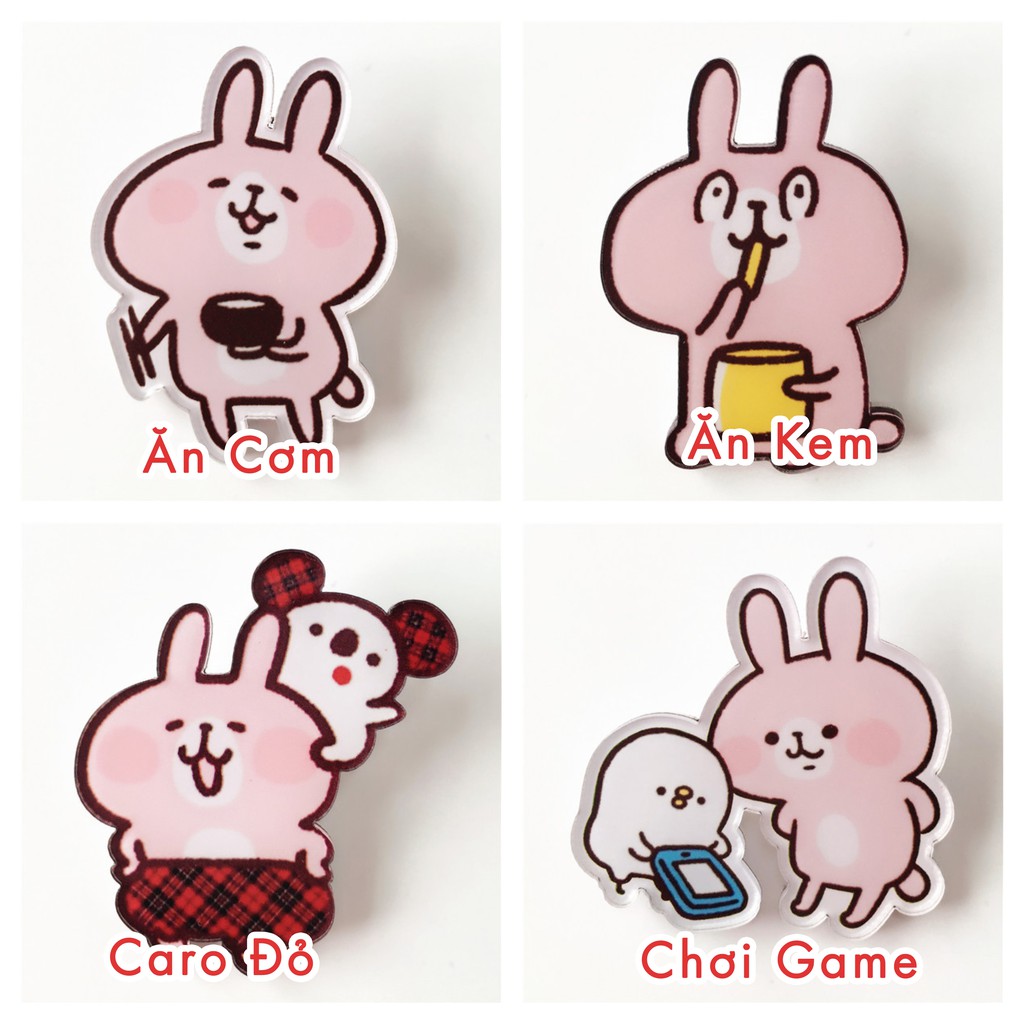 Huy Hiệu Cài Áo, Pin Cài Áo, Balo Hình Kanahei Pisuke Usagi Nhựa Dễ Thương Ngộ Nghĩnh