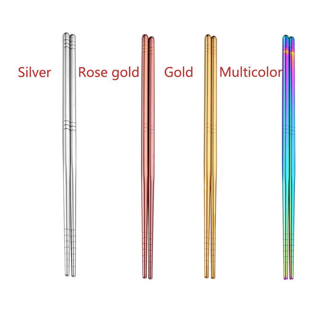 1 Đôi Đũa Ăn Bằng Thép Không Gỉ Chống Trượt Nhiều Màu