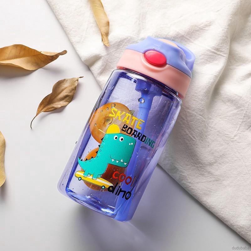 Bình Nước Hình Khủng Long Dung Tích 480ml Kèm Ống Hút Cho Bé