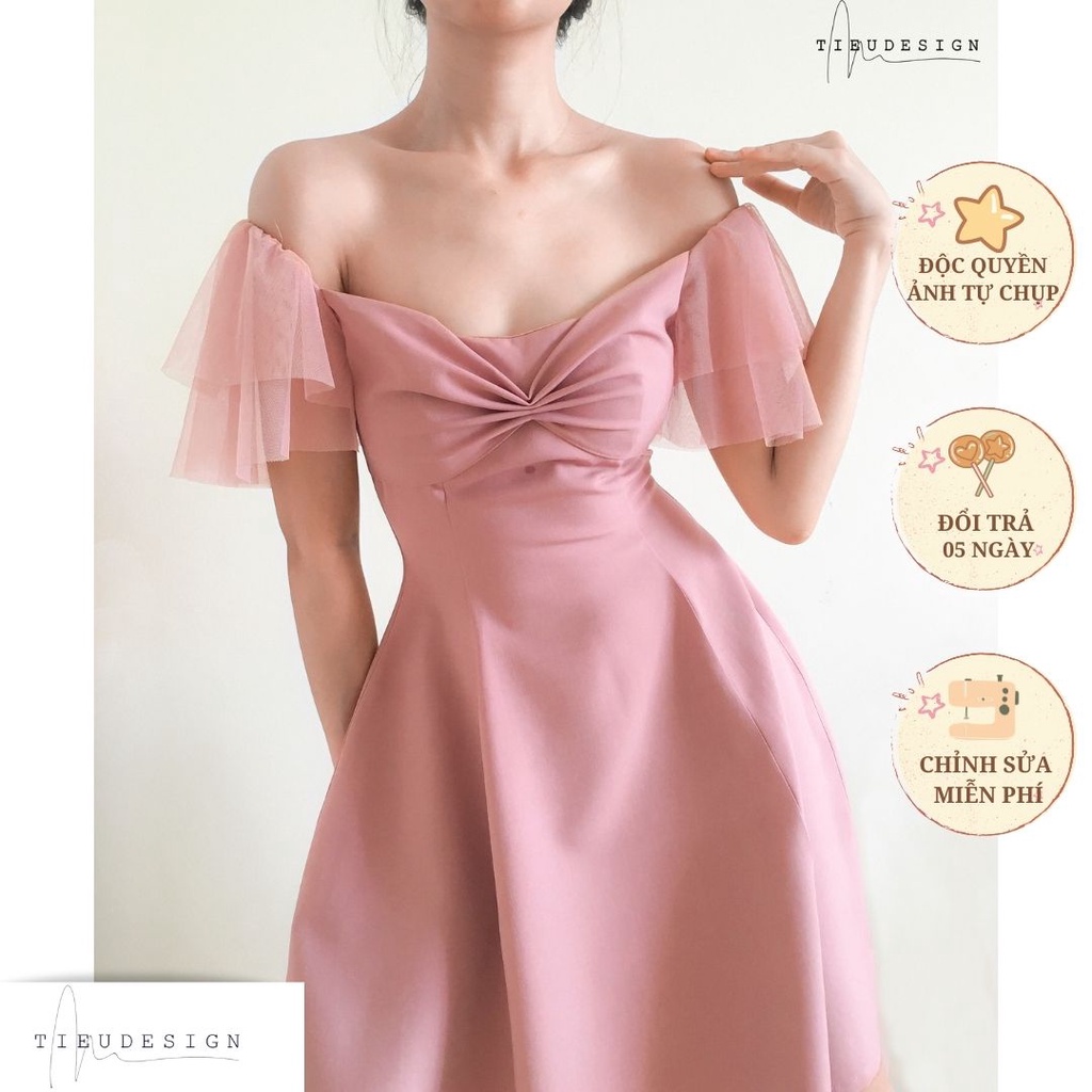 Đầm xoè nhún ngực tiểu thư xinh xắn ẢNH THẬT