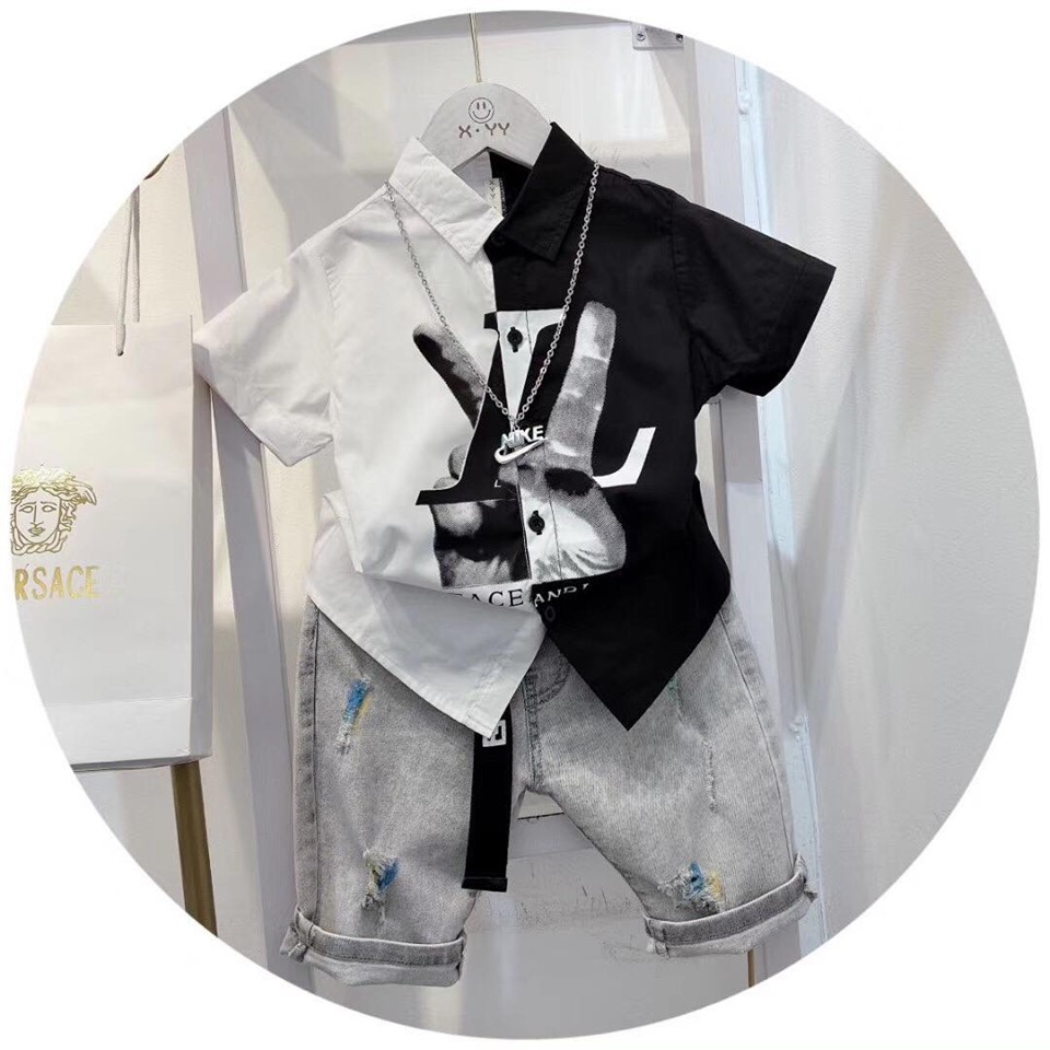 Aó sơ mi bé trai LV, B , VD cao cấp cho bé trai