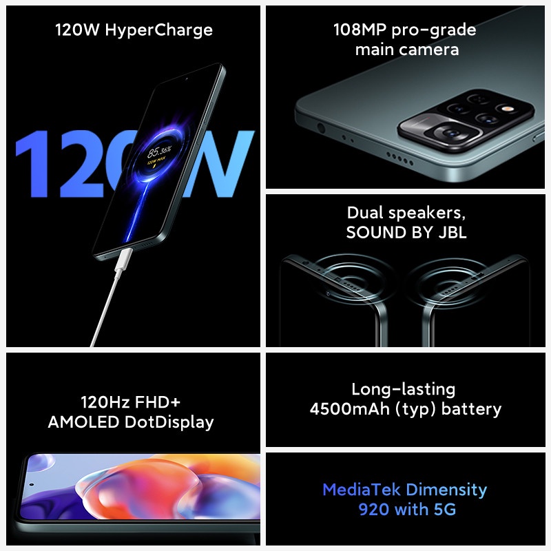 Điện Thoại Xiaomi Redmi Note 11 Pro + 5G Plus 120W 920 120Hz Có Camera NFC 108MP