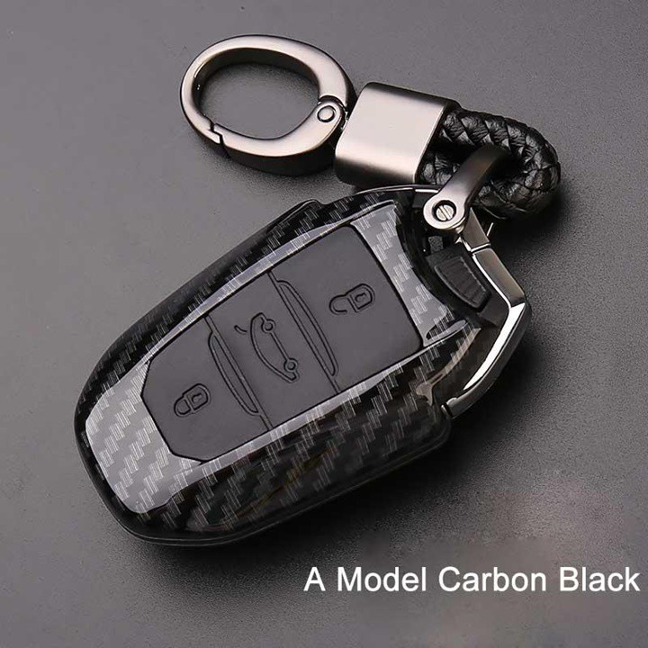 Bao da chìa khóa, ốp carbon chìa khóa, móc khóa ô tô dùng riêng cho xe peugot 3008, 5008
