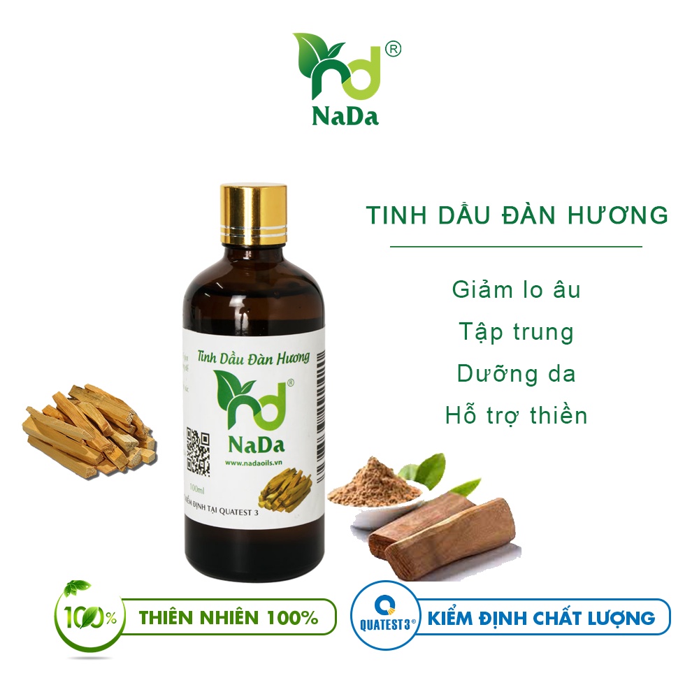 Tinh dầu Đàn Hương nguyên chất Nada | Kiểm định QT3 | Giảm lo âu, tập trung, dưỡng da, hỗ trợ thiền.