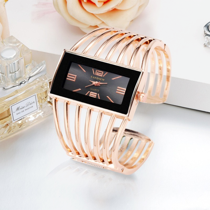 Fashion Hollow Quartz Wrist Watch/ Women Temperament Bracelet Watch/ Simple Digital Square Wristwatch/ Luxury Alloy Dial Quartz Women Watch Gifts