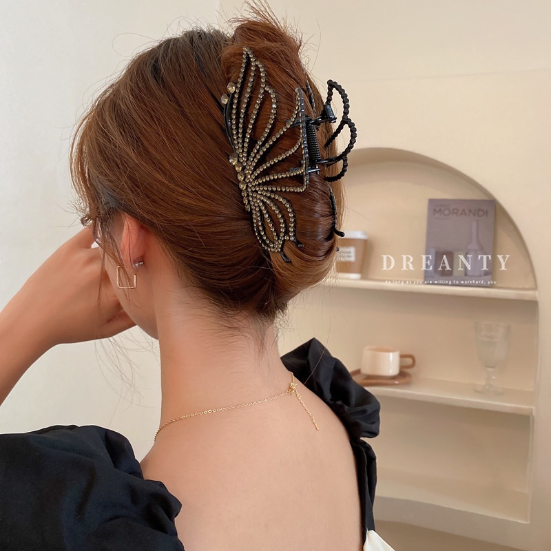 Kẹp Tóc Hình Bướm Đính Kim Cương Giả Phong Cách Pháp Cổ Điển Thời Trang