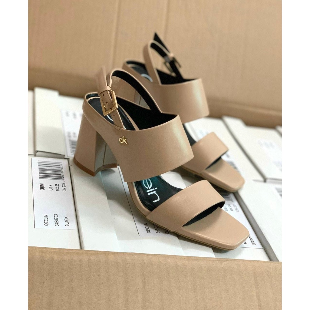 Sandal Calvin Klein gót trụ tréo