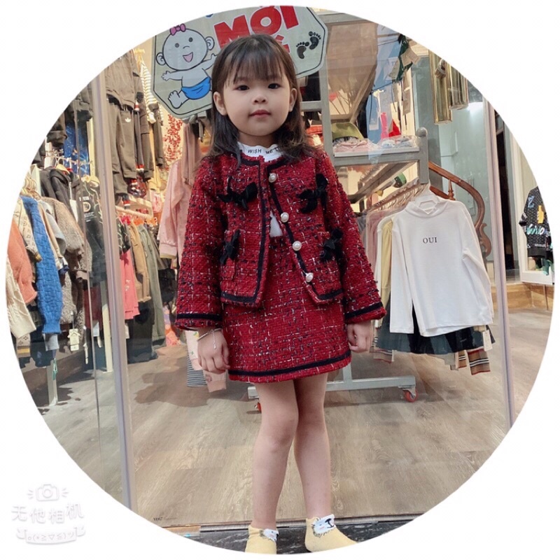 Set Váy Dạ Đỏ cho bé gái