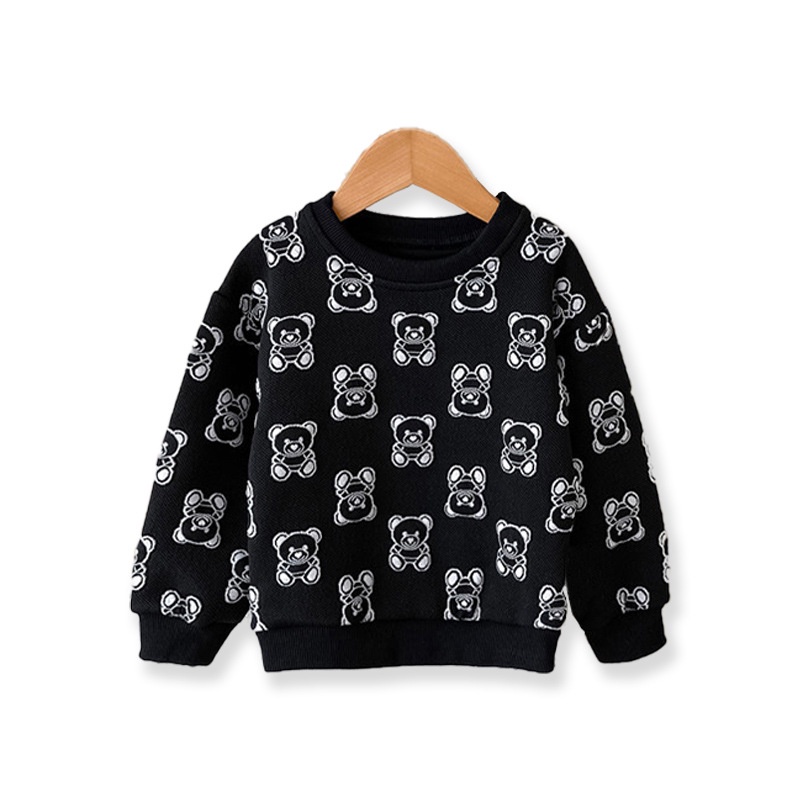 Áo sweater AMILA tay dài cổ tròn in hình gấu thời trang thu đông mới cho bé gái