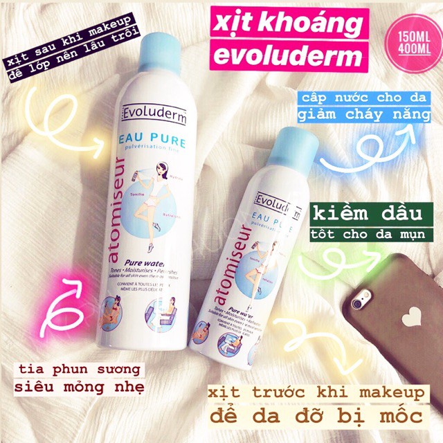 Xịt Khoáng Cấp Nước Evoluderm Pháp 400ml và 150ml | BigBuy360 - bigbuy360.vn