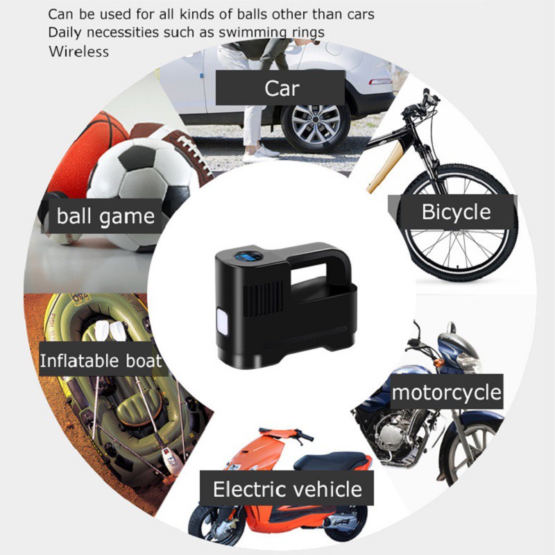 Bơm Hơi Lốp Xe Hơi / Xe Máy / Xe Đạp Không Dây Có Đồng Hồ Đo Áp Suất Kỹ Thuật Số Bơm  cầm tay đa năng  Bicycle Pump