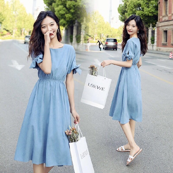 Đầm Chữ A Mỏng Tay Ngắn Phong Cách Pháp Thời Trang Mùa Hè C8489
