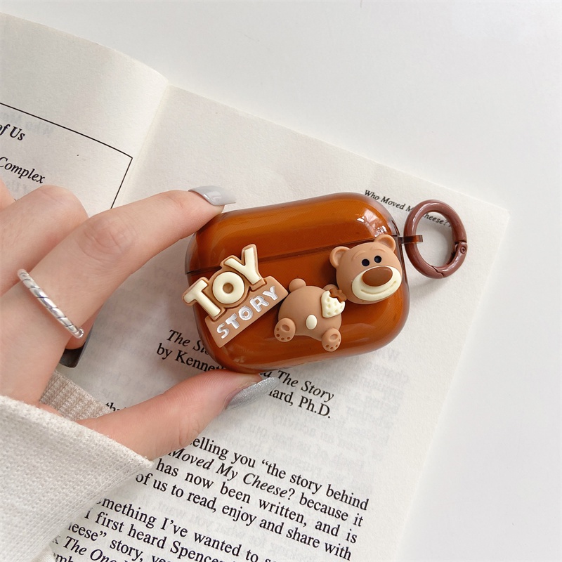 Vỏ bao đựng tai nghe airpod gắn charm Gấu nâu bảo vệ bao tai nghe không dây bluetooth airpod1 2 3 pro
