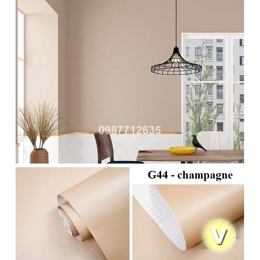 XẢ 10m Giấy dán tường MÀU SÂM PANH số 2 có sẵn keo khổ rộng 45cm