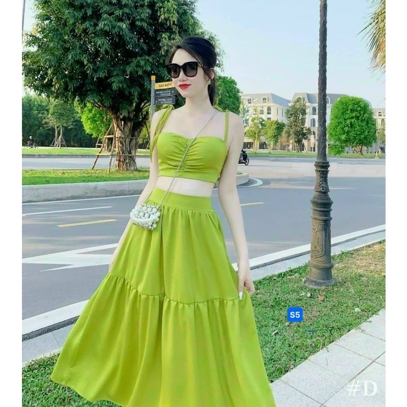 Set bộ nữ 2 dây dáng xòe có gân sang trọng thiết kế không tay chất liệu đũi cao cấp thời trang SOPHIA