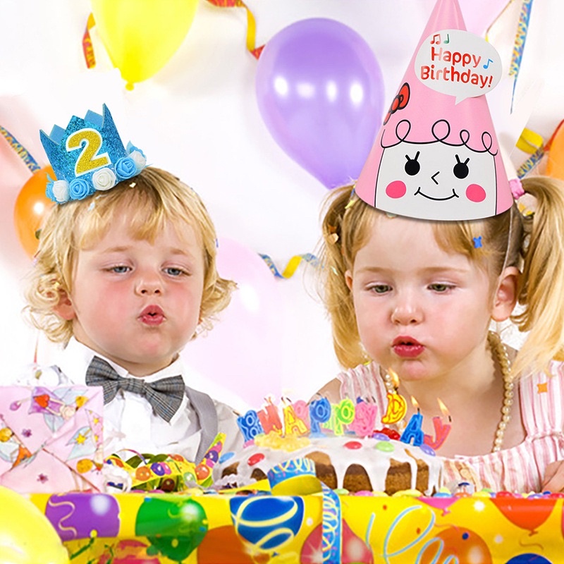 Set 5 Mũ Chóp Sinh Nhật Chấm Bi Và Các Mẫu Hoạt Hình