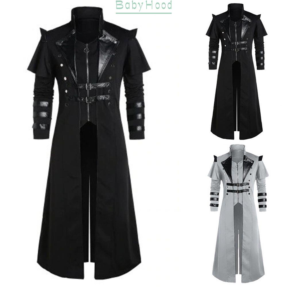 Mens Pirate Costume Fashion Black Gothic Steampunk Assassin Jacket Cosplay#BBHOOD