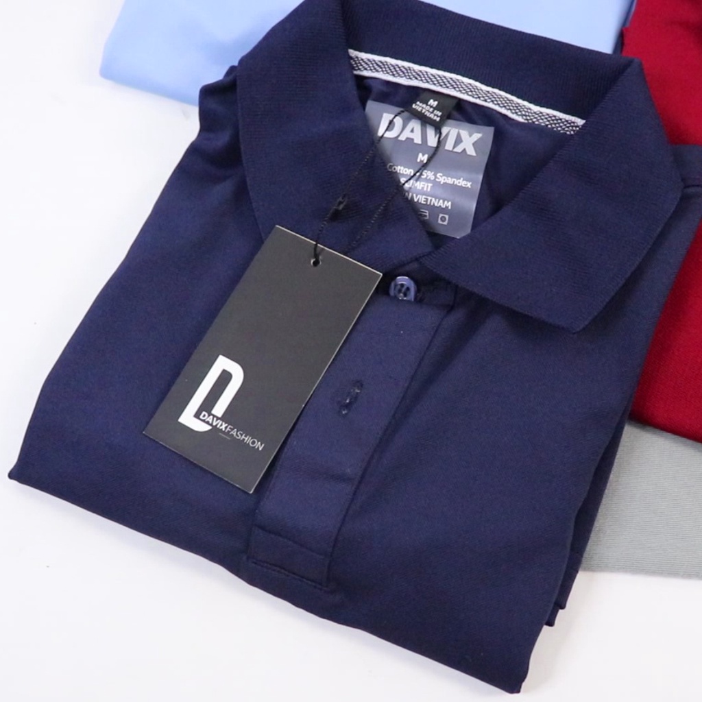 Áo Thun Nam POLO Trơn DAVIX Vải Cá Sấu Cotton Cổ Bẻ Cao Cấp Ngắn Tay Cực Sang Trọng