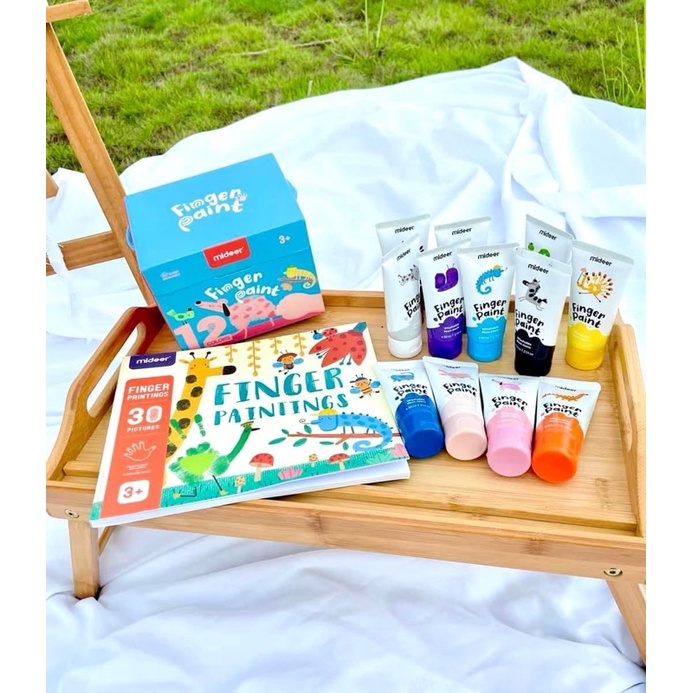 Finger Paint Mideer bộ màu kèm sổ vẽ tay cho bé chính hãng an toàn kèm bộ cọ vẽ màu nước