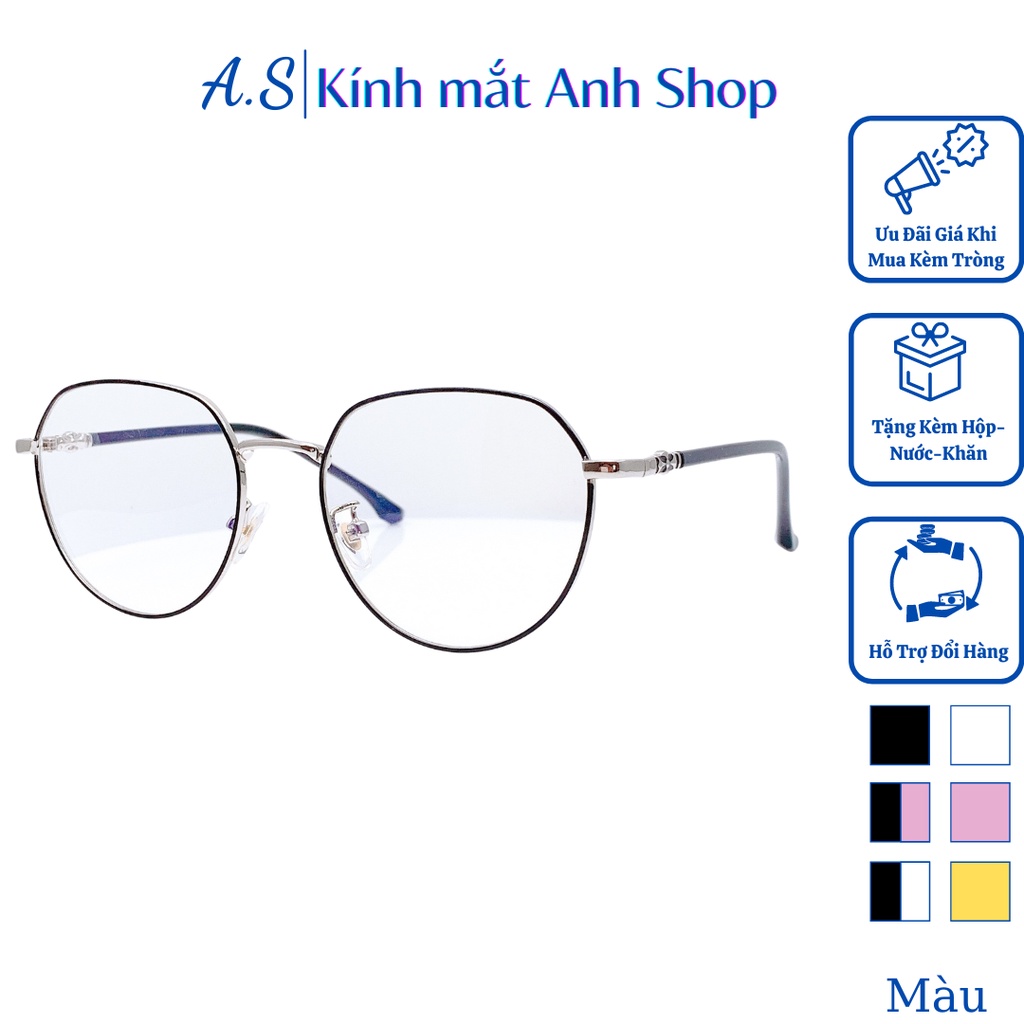 Kính kim loại thời trang nam nữ gọng kính tròn 61035A - 5285A