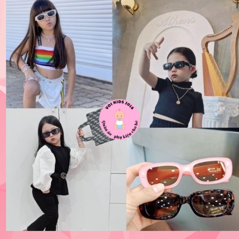 Kính trẻ em, kính cho bé gái bé trai chống tia UV chống lóa mỏi mắt, kiểu dáng thời trang VOIKIDS2018