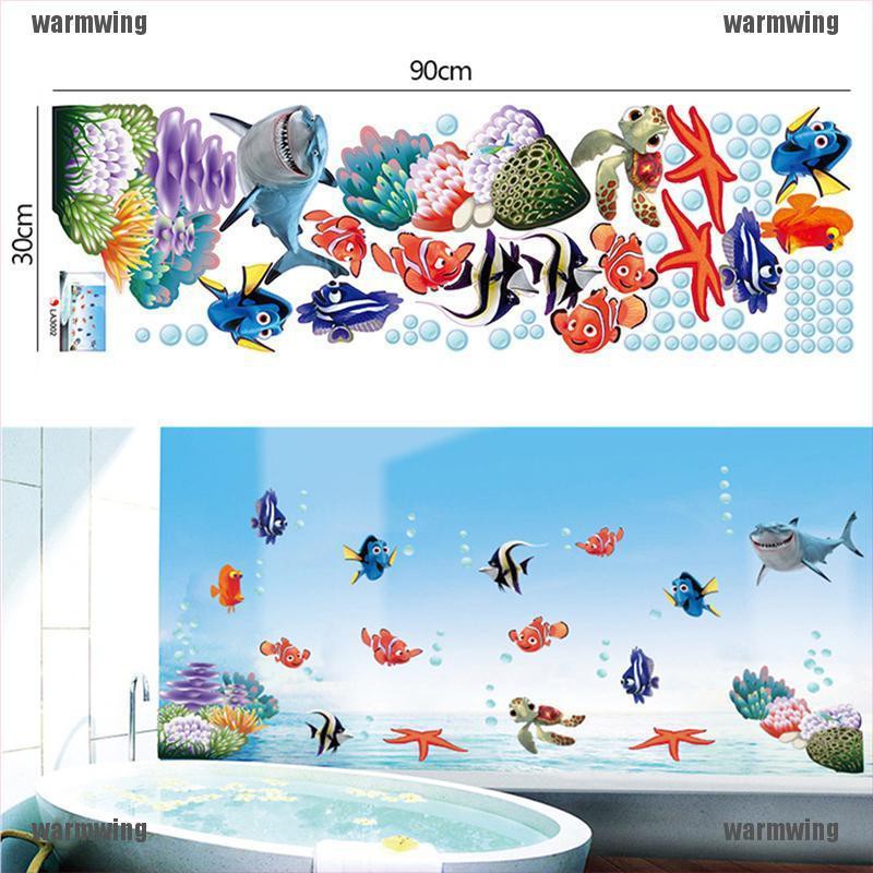 Sticker Dán Tường Hình Cá Biển Hoạt Hình Trang Trí Phòng Tắm