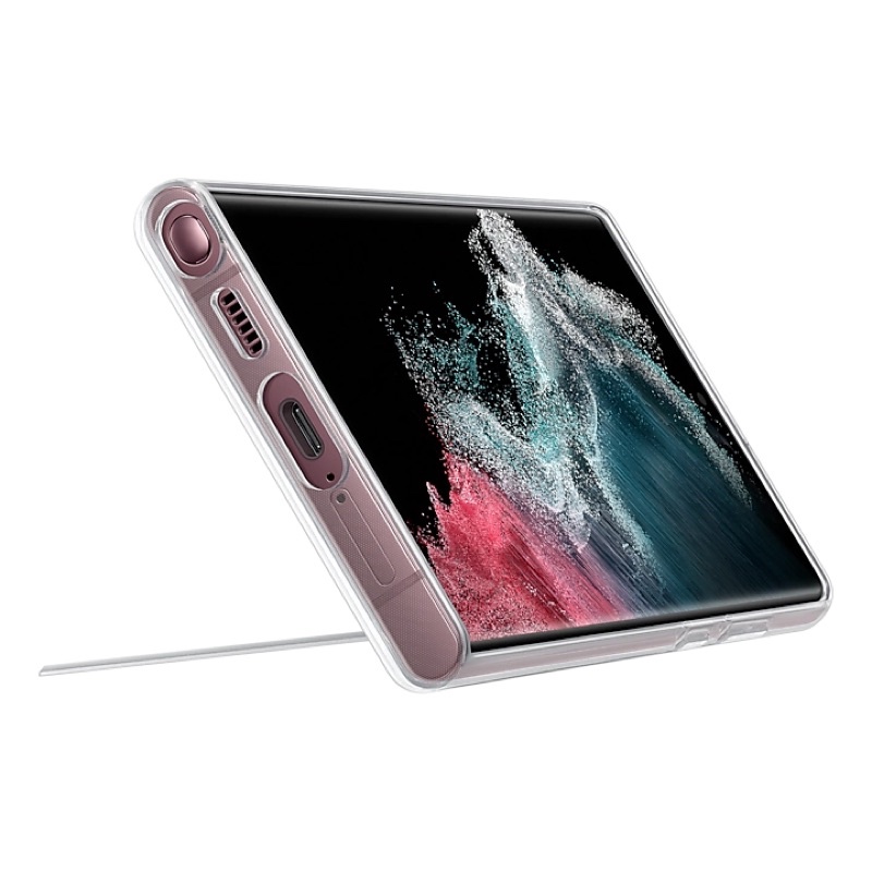 Chính hãng-Ốp lưng trong suốt tích hợp chân chống Clear Standing Cover cho Galaxy S22 Ultra /5G