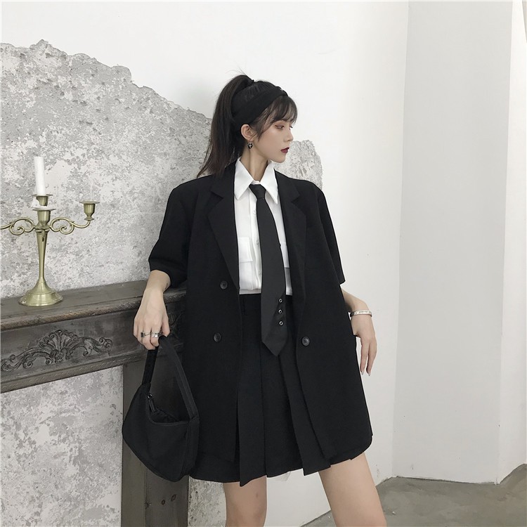 Áo Khoác Blazer Ngắn Tay Phối Hai Hàng Nút Thời Trang | BigBuy360 - bigbuy360.vn