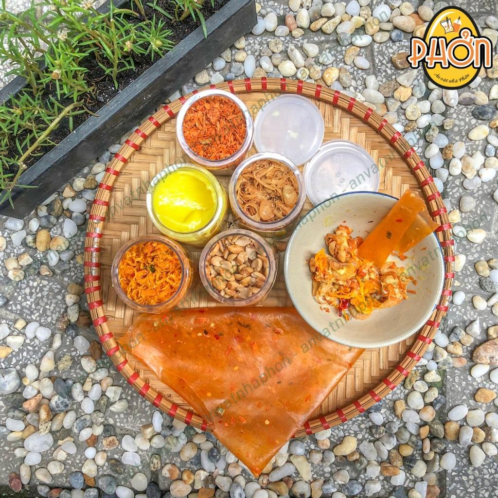 Combo 500GR bánh tráng dẻo tôm, 80GR ruốc sấy, 50GR hành phi, 150GR bơ, 100GR đậu phộng, 50GR khô gà - Ăn Vặt Nhà Phởn