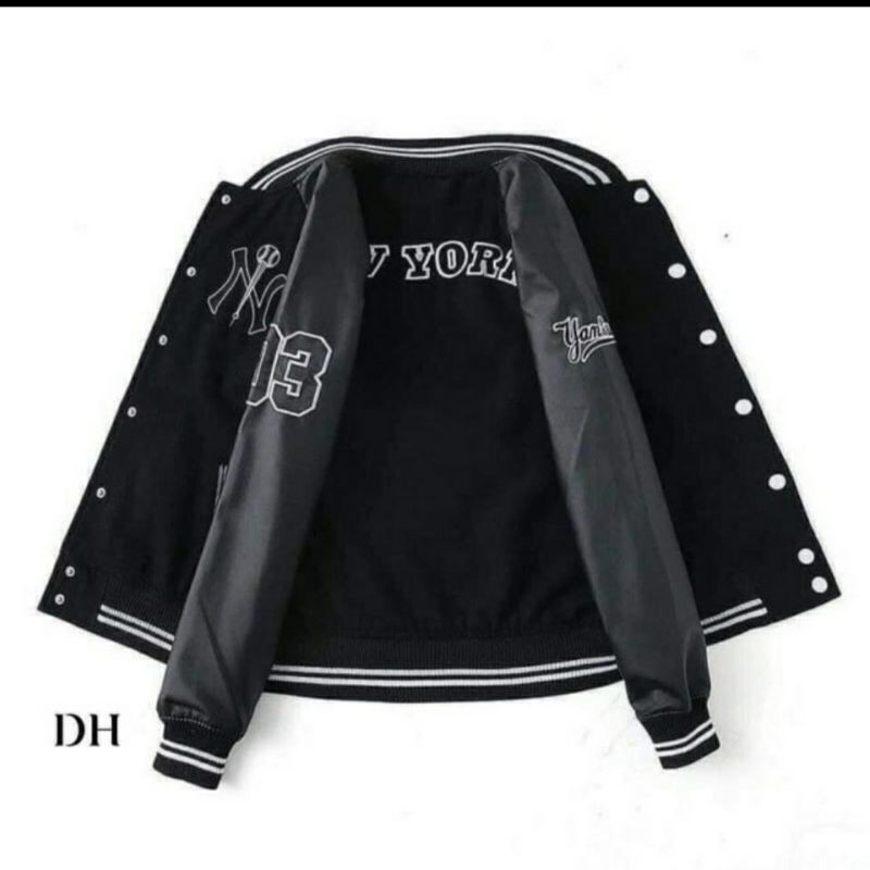 Áo khoác bomber nỉ dù form rộng phối tay da 03 - Áo Khoác gió