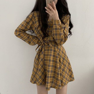 [ORDER TAOBAO] VÁY KẺ CARO THẮT DÂY