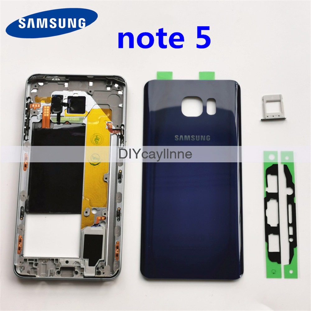 Ốp Điện Thoại Kính Viền Kim Loại Kèm Miếng Dán Viền Giữa Cho Samsung Galaxy Note 5 Note5 N920