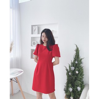 váy cổ tròn cộc tay bồng