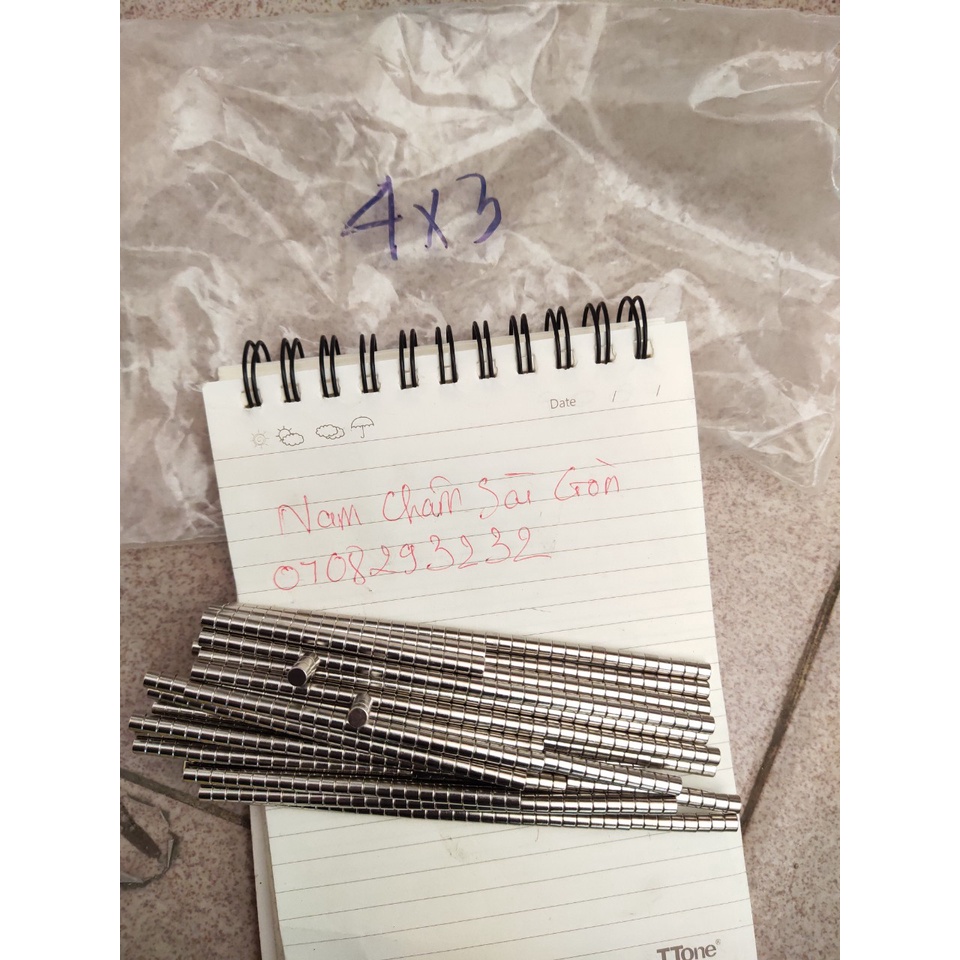 [NCSG] Nam châm đất hiếm 4x3mm - lực từ N35 set 10v