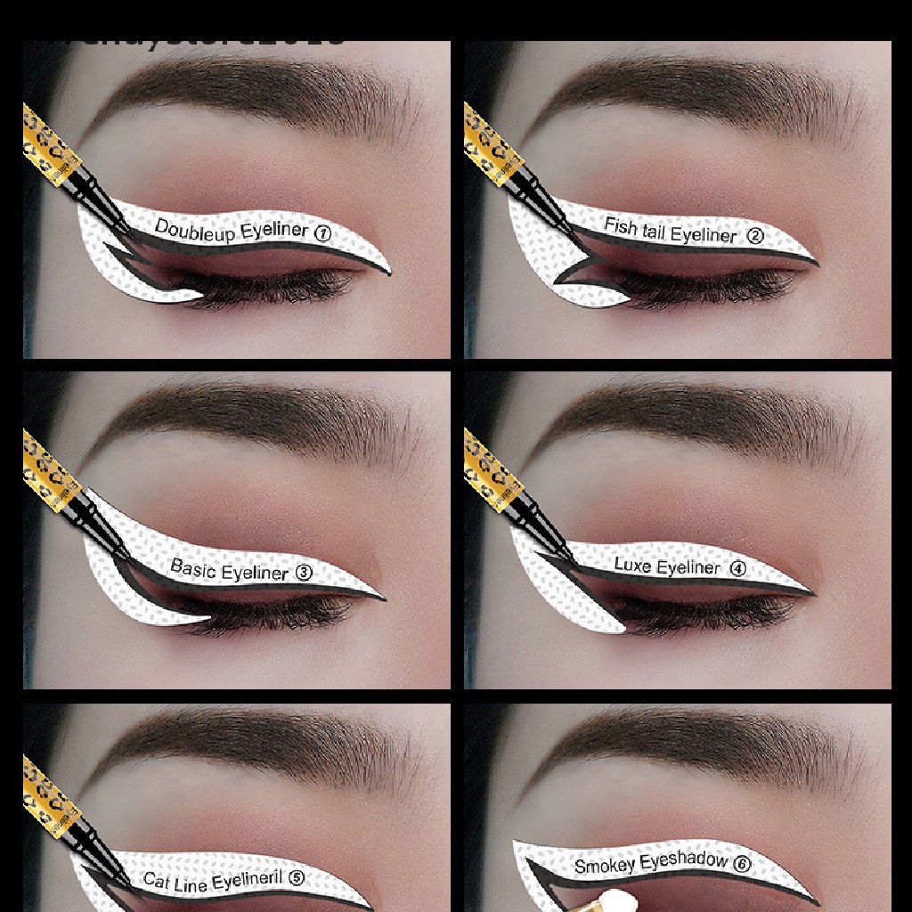 Bộ 24 Thẻ Khuôn Mẫu Kẻ Mắt Bằng Vải Không Dệt 2018 12 Phong Cách