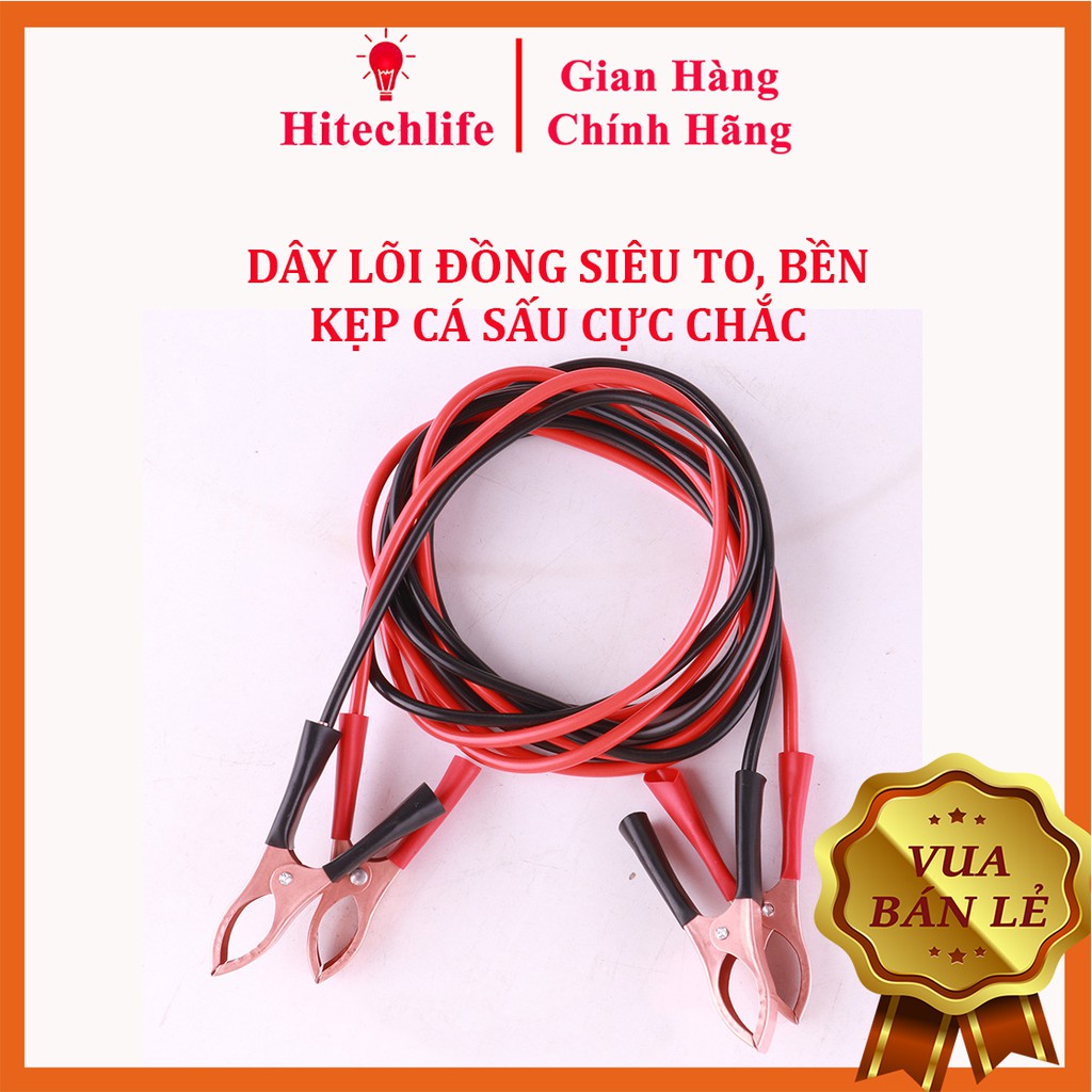 Dây Câu Bình Ắc Quy Ô Tô Hitechlife Lõi Đồng 2M Siêu Bền - Dây Kích Điện Acquy Cứu Hộ Xe Hơi Kẹp Cá Sấu 500A/2500A