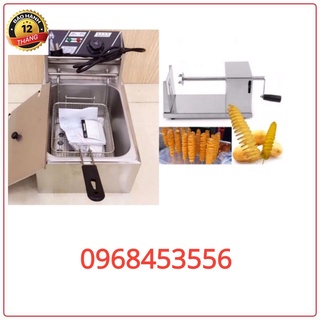 Bếp chiên nhúng điện+ máy cắt khoai tây lốc xoáy