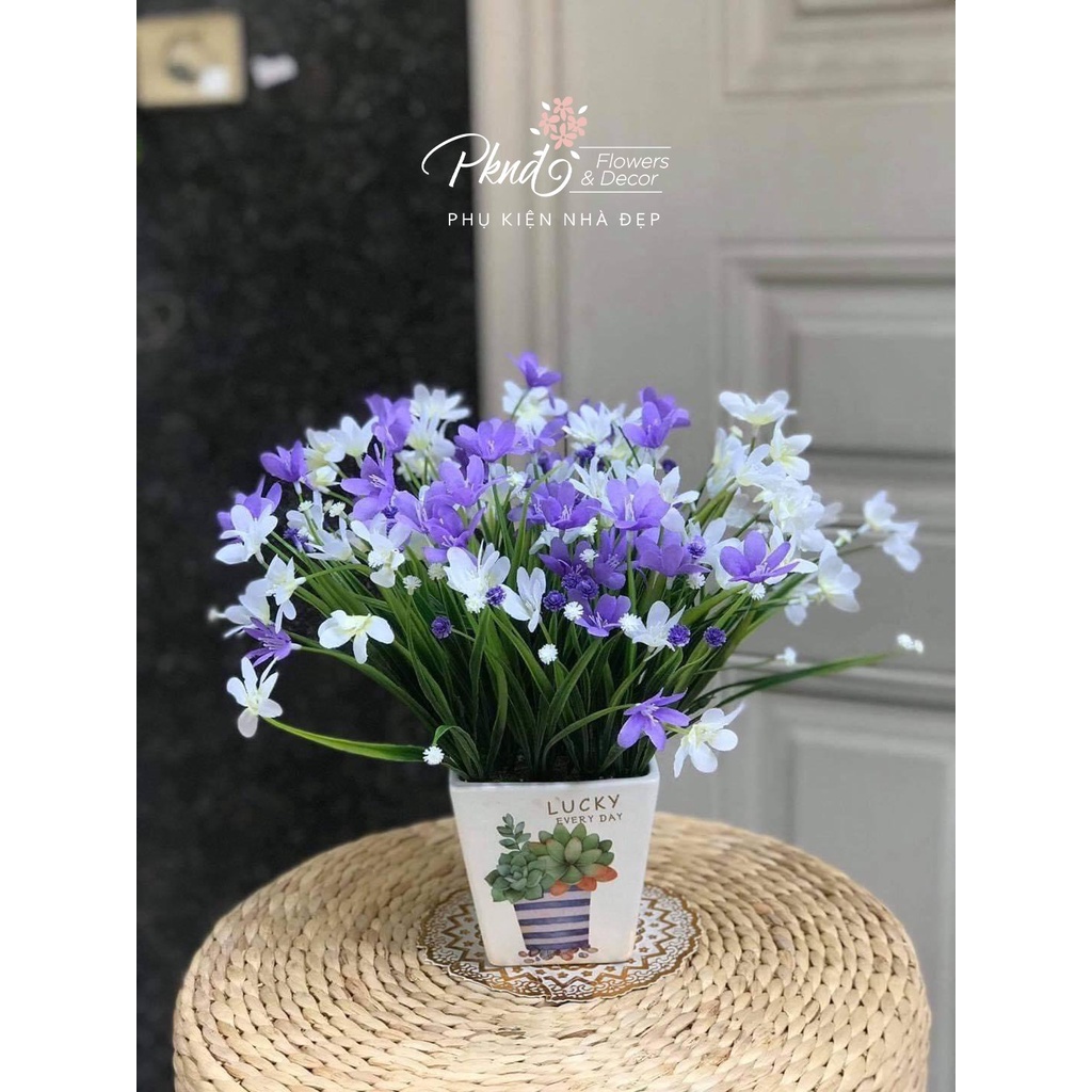 Chậu hoa giả thủy tiên lụa để bàn đẹp PKND FLOWERS & DECOR CH09