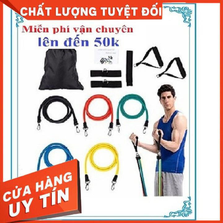 [XẢ KHO+FREE SHIP]  Bộ 5 dây tập thể dục đàn hồi MDBuddy, dây tập ngũ sắc