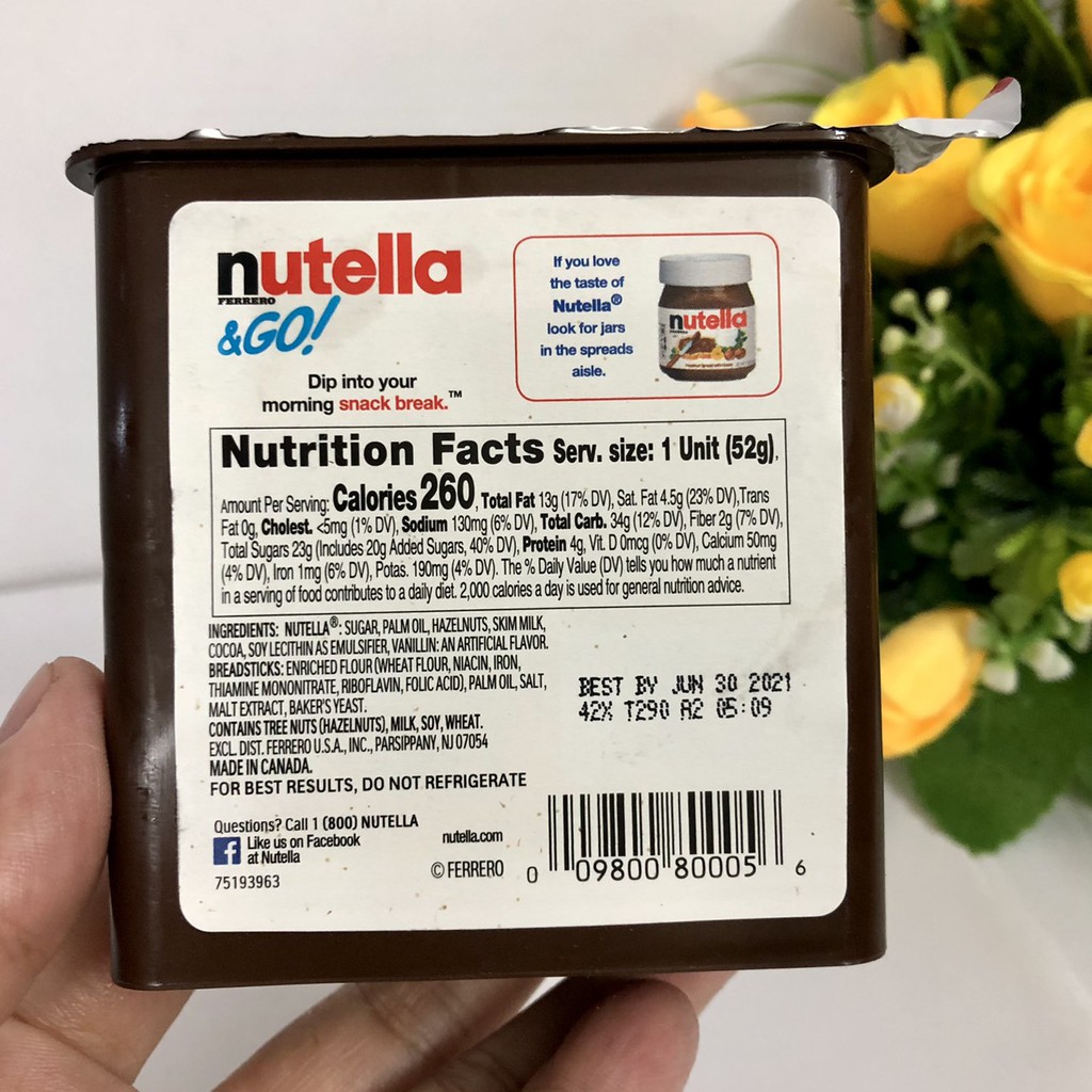 ❤️ Sale Xả Kho [Date 7/2021] Bánh que chấm mứt kem Socola hạt dẻ Nutella Hazelnut Mỹ | BigBuy360 - bigbuy360.vn