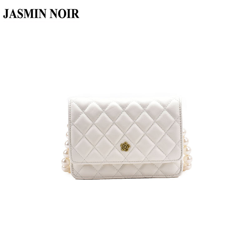 Túi Xách Nữ JASMIN NOIR Họa Tiết Ca Rô Đính Ngọc Trai Thời Trang