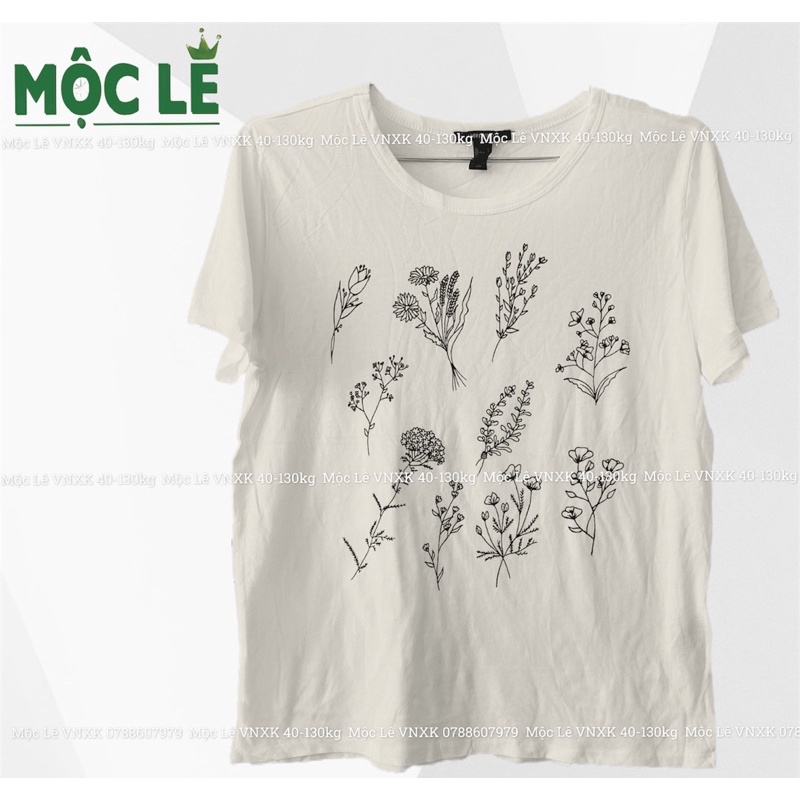 Áo thun nữ F21 vnxk mỏng nhẹ mát trắng hoa đen vintage(hình thật+clip)