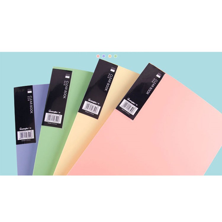 Bìa nhựa, file lá Clear Book GuangBo đựng tài liệu A4 lá màu pastel - 4 màu - 9052/9053/9054/9055