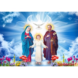 Tranh dán tường 3d hình Tiệc Ly Chúa Jesus, Gia Đình Thánh Gia