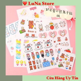 Sticker nhãn dán trang trí nhật kí gấu bear- poodle- rabbit- love- NHIỀU MẪU đáng yêu SK222
