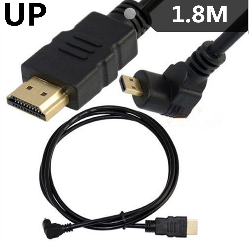 HDMI 1.4 A Male to Micro HDMI Male 90 Angled AV Extension Cable 1080P HD 1.8m