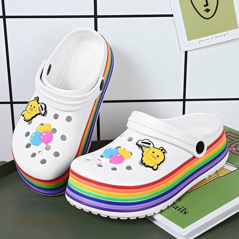 Dép Bít Mũi Đế Dày Chống Trượt Thiết Kế Đục Lỗ Mẫu Mới Thời Trang Mùa Hè Cho Nữ 2022