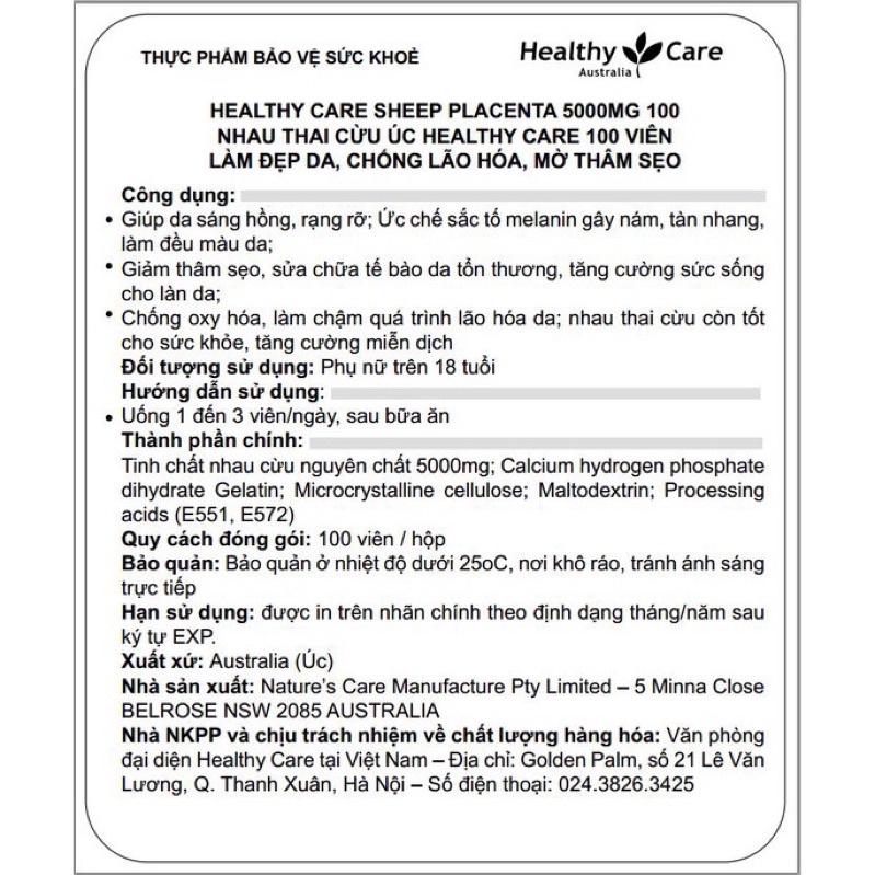 Nhau thai cừu Healthy Care Sheep placenta