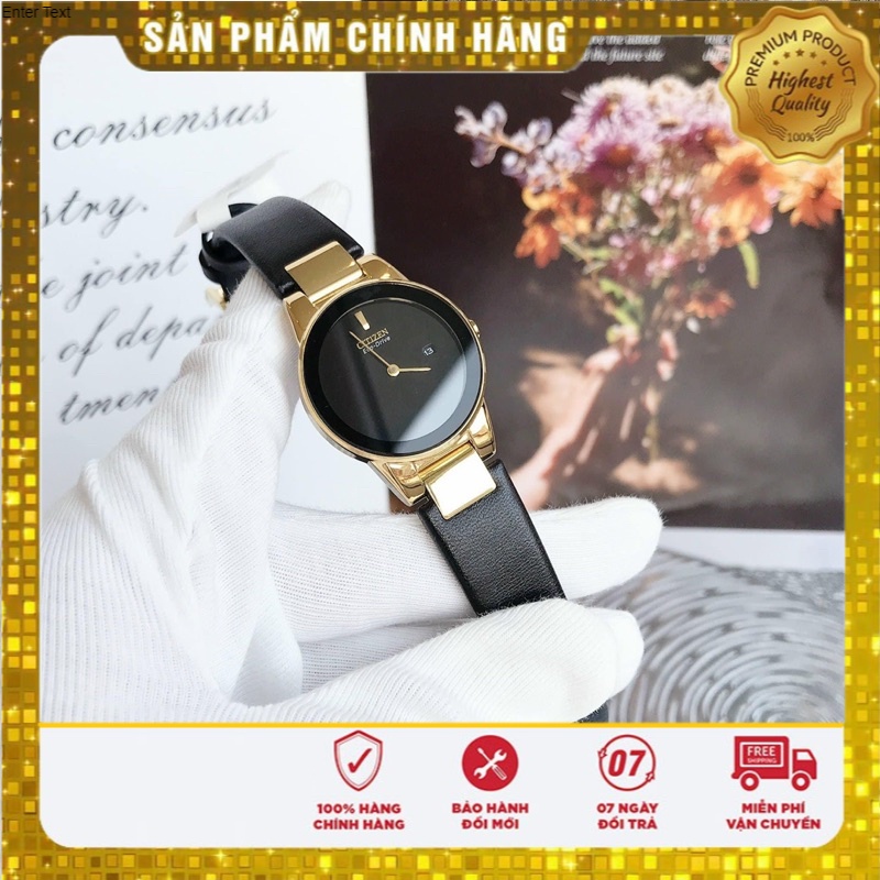 Đồng hồ nữ Citizen chính hãng màu đen siêu đẹp 💯auth. Pin Eco-Drive 10 năm mới phải thay pin 1 lần!!!