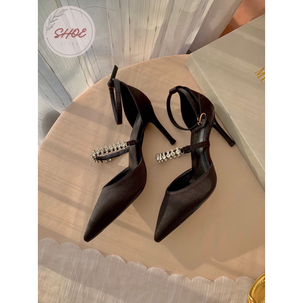 GÓT NHỌN BÍT LỤA SATIN QUAI NGANG ĐÁ Z-18